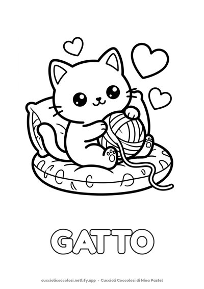 Il gatto da colorare per bambini con la parola GATTO