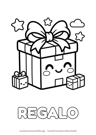 Il regalo da colorare per bambini con la parola REGALO