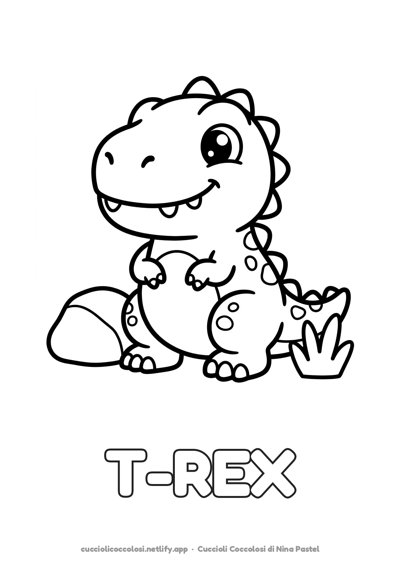 Il T-Rex da colorare per bambini con la parola T-REX