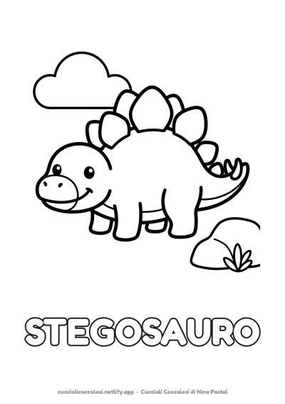 Lo stegosauro da colorare per bambini con la parola STEGOSAURO