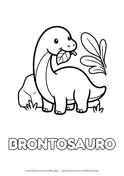 Il brontosauro da colorare per bambini con la parola BRONTOSAURO